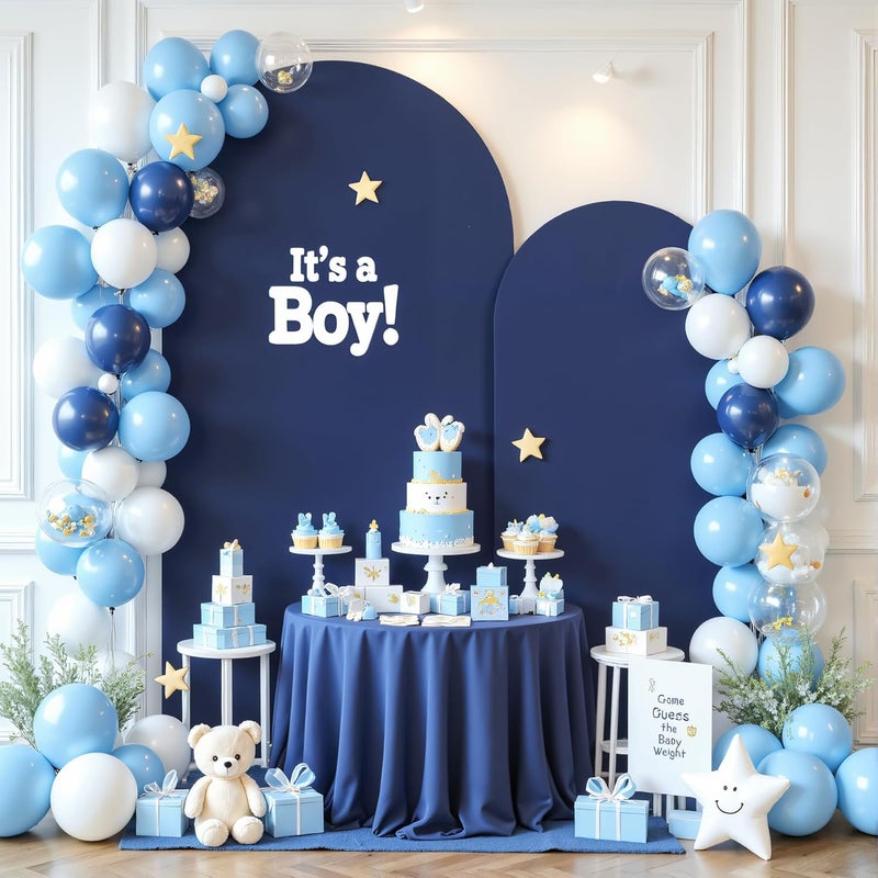 Suppromo Navy Blue Arch Cover 2 Set-7.2FT, 6FT Arch Backdrop Cover Spandex Fitted Wedding Arch Stand Covers for Bridal Shower Wedding Baby Shower Birthday Party Banquet Photo Background Decorations - Image 2